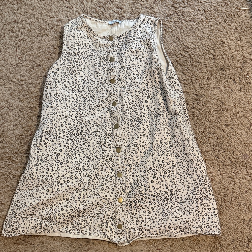 Polagram White and Black Leopard Print Mini Dress